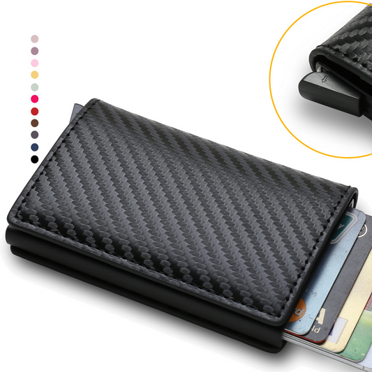 Automatic Pop-Up Card Holder Carbon Fiber Wallet